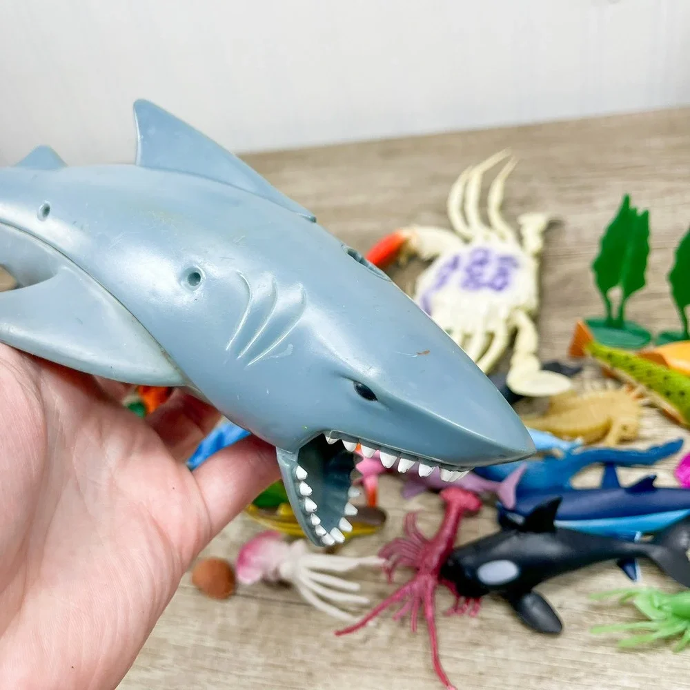 Sea Creature Toy Lot Sharks Whale Octopus Crab Fish Plastic Figures